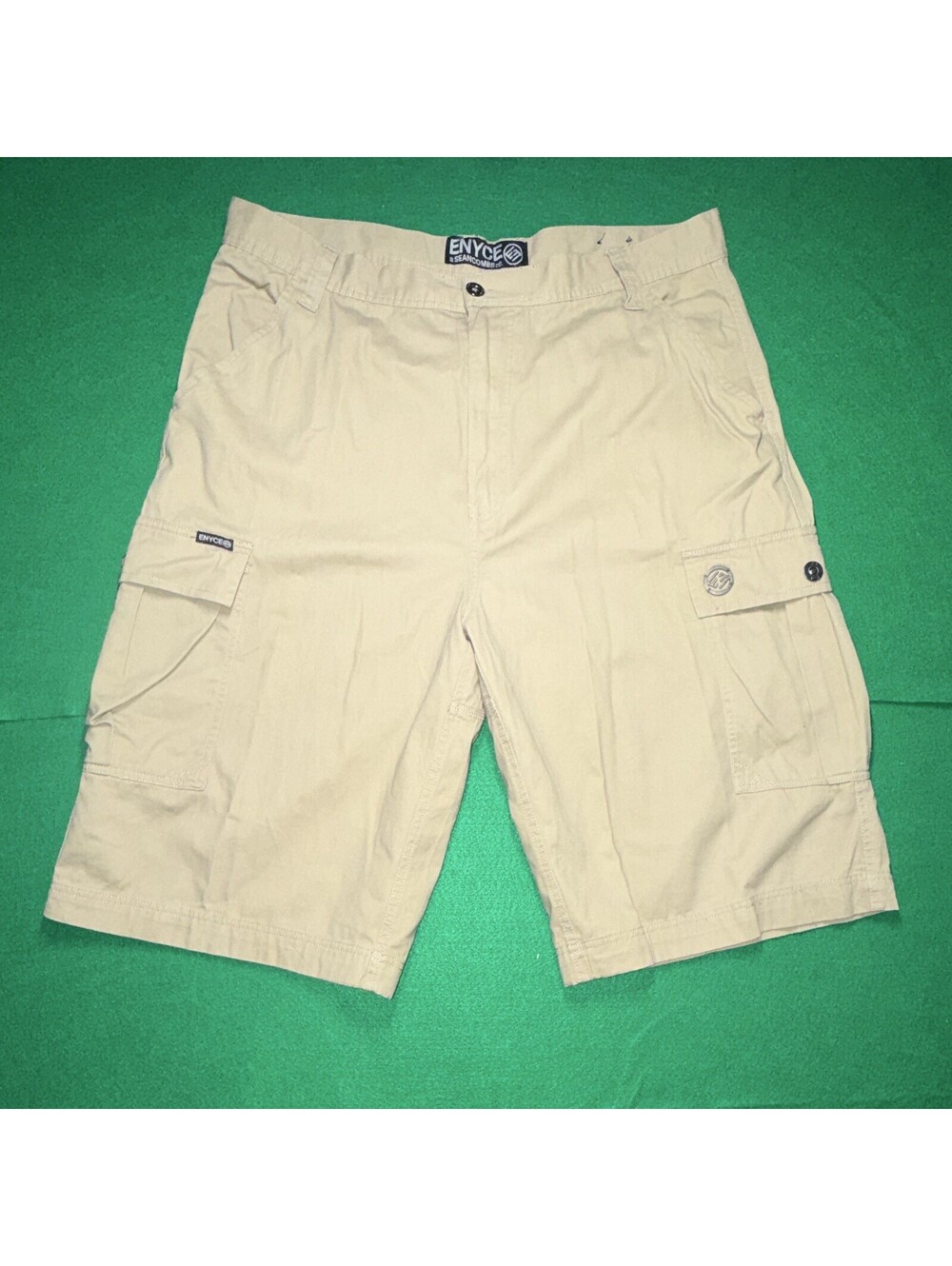 Vtg Enyce Cargo Shorts Mens 40 Tan Khaki Sean Combs Co Baggy Y2K Hip Hop Loose